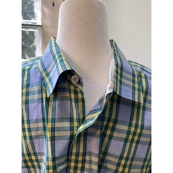Tommy Bahamas Mens L Cubanita Starlight Green/blue Checkered Button Down Shirt - Picture 7 of 14